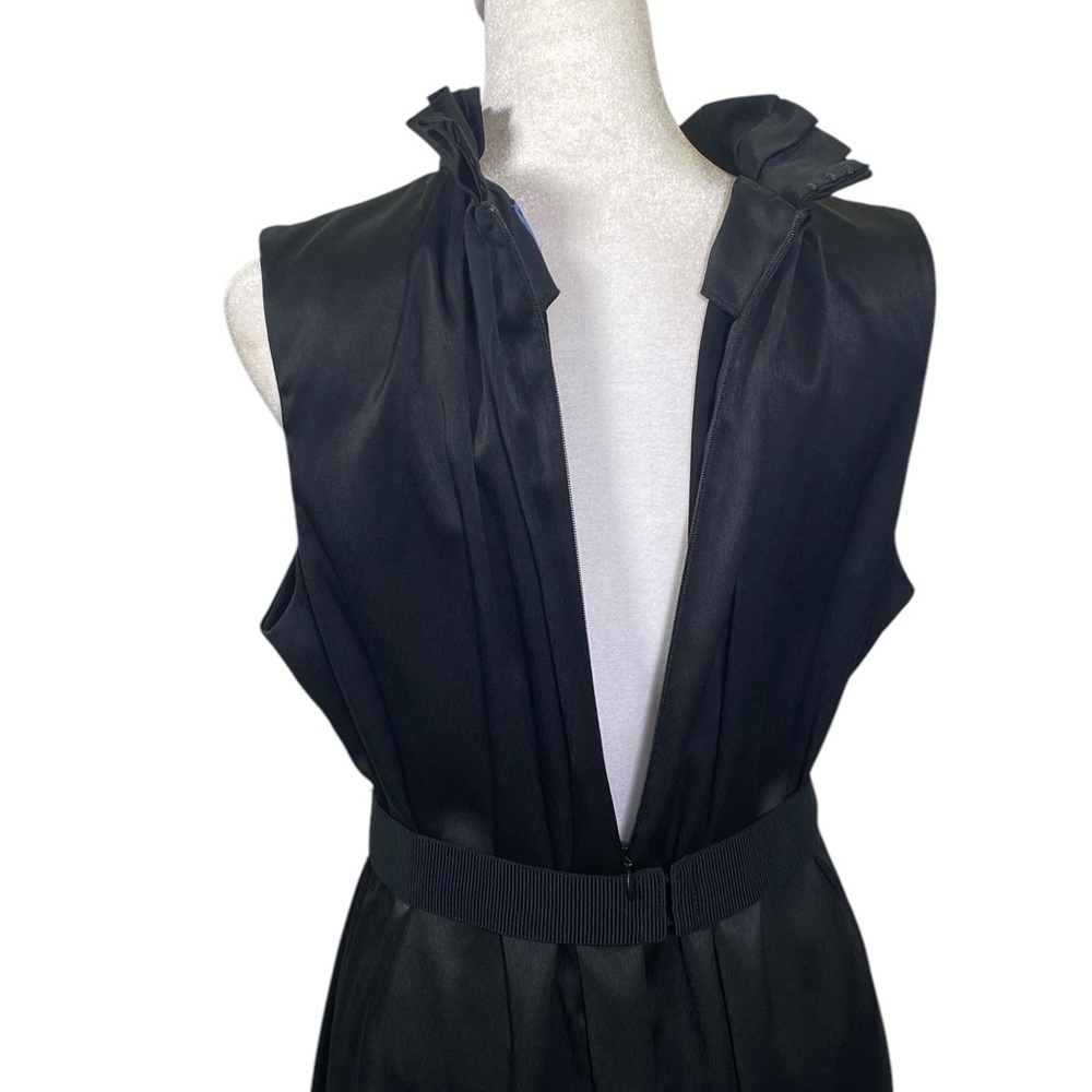 Simply Vera Wang Sheath Dress Size L Black Ruffle Collar Pleated Belted Party - Picture 4 of 8
